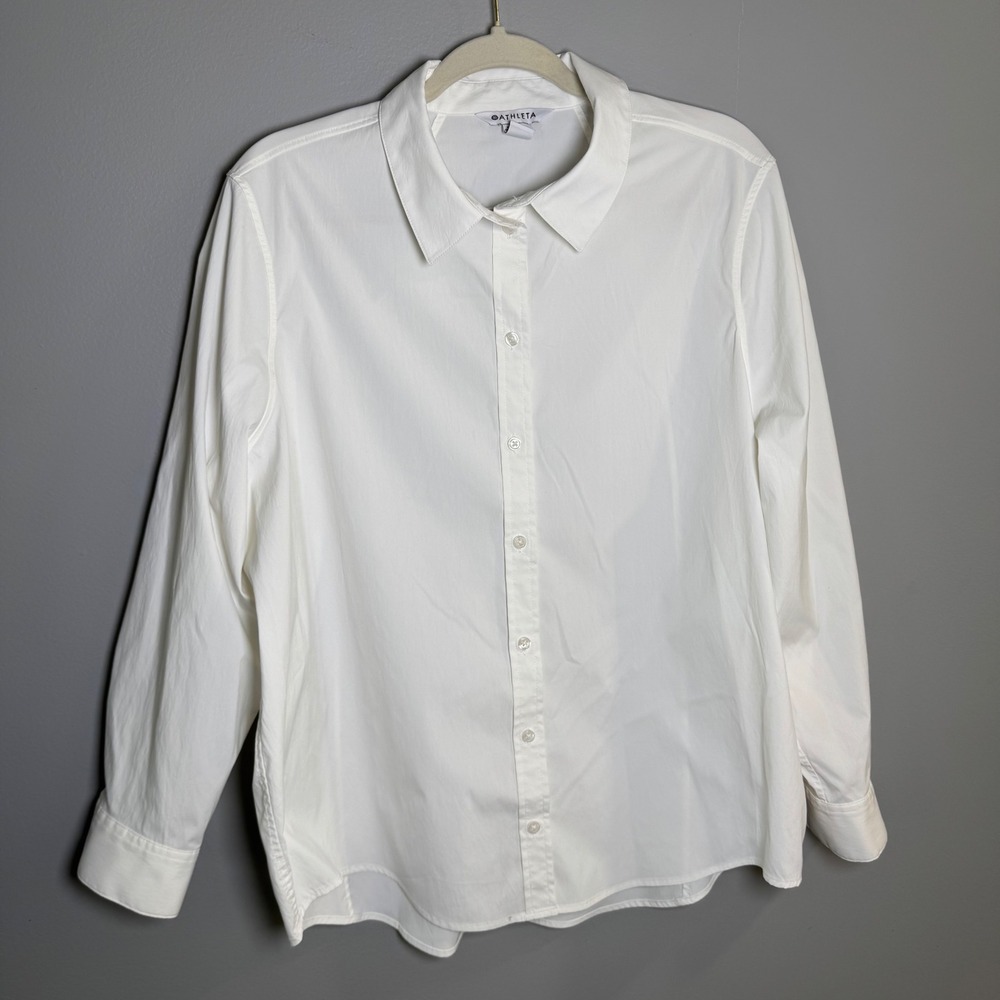 Athleta Midtown II Shirt White Button Down Long Sleeve Plus Size 1X 54023
